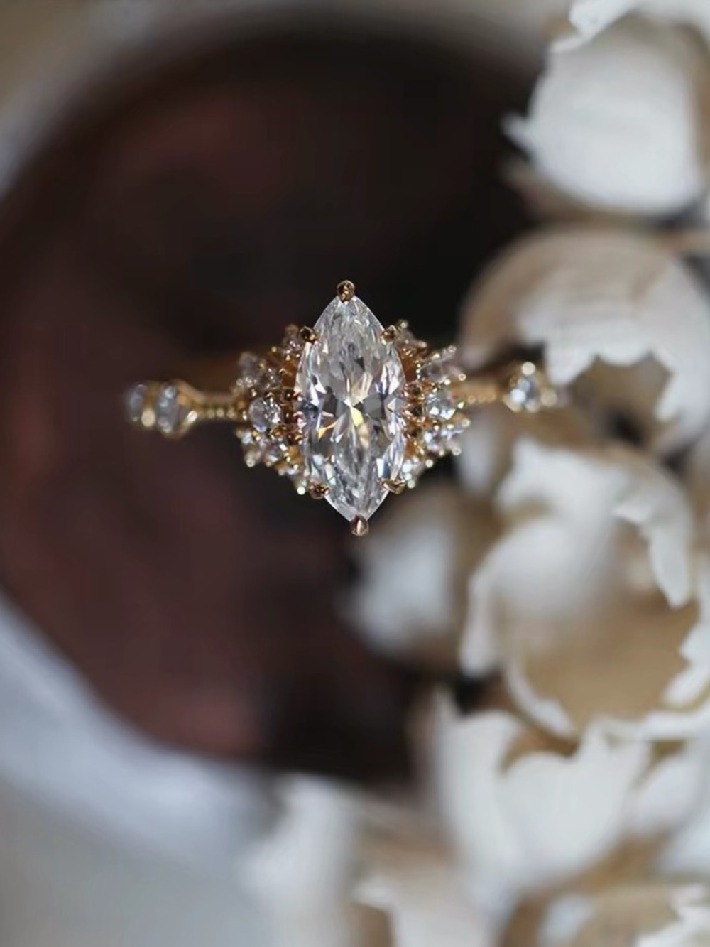 Vintage Marquise CZ Cluster Ring in 14k Gold Filled in Size 7